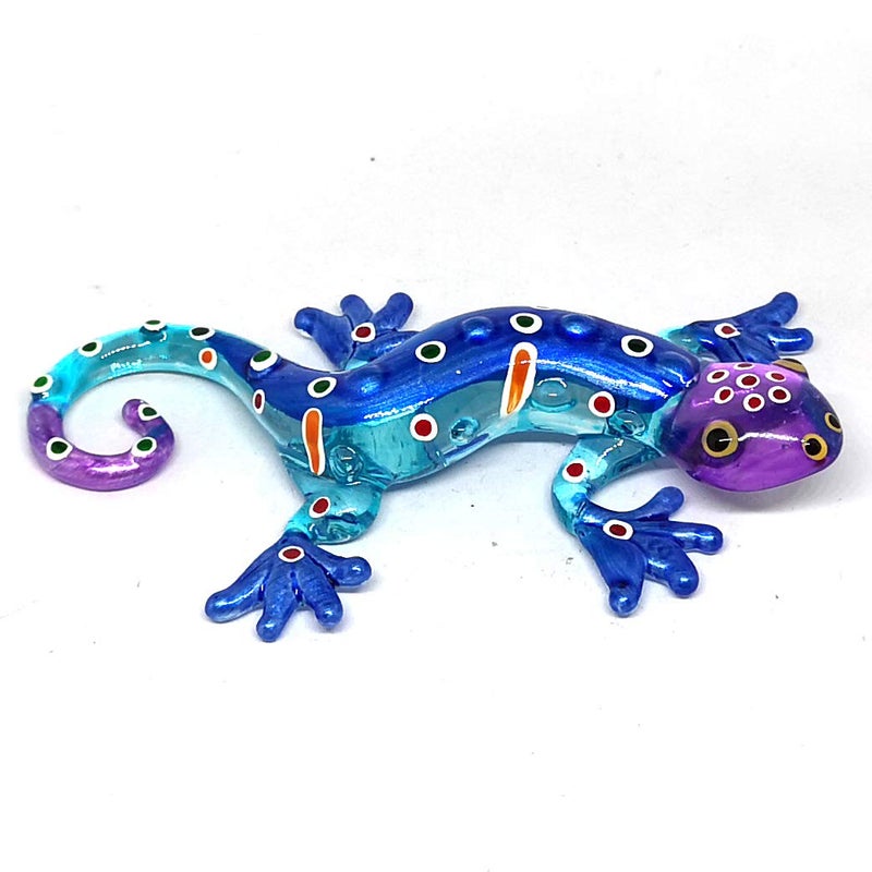 ZOOCRAFT Glass Gecko Figurine Blue Miniature Hand Blown Lampwork Animal Statue Decor - Image 4